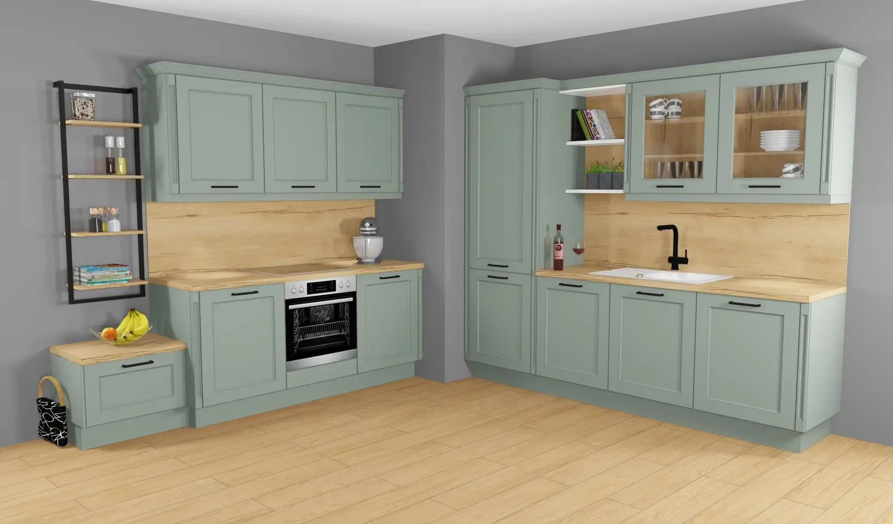 Die Küche Direkt 2 Zeile / Landhaus-Mediterran / A1 Basic 3