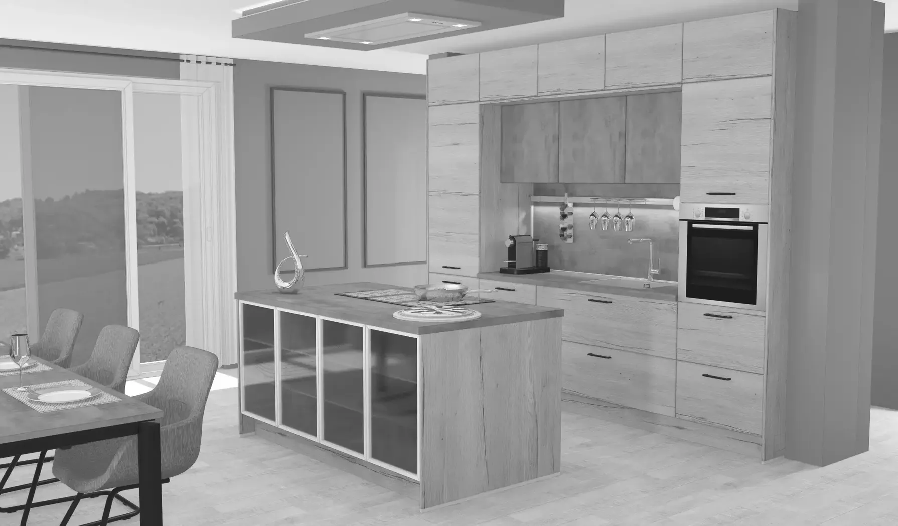 Die Küche Direkt Zeile und Insel / Klassisch / A3 Exclusiv 0